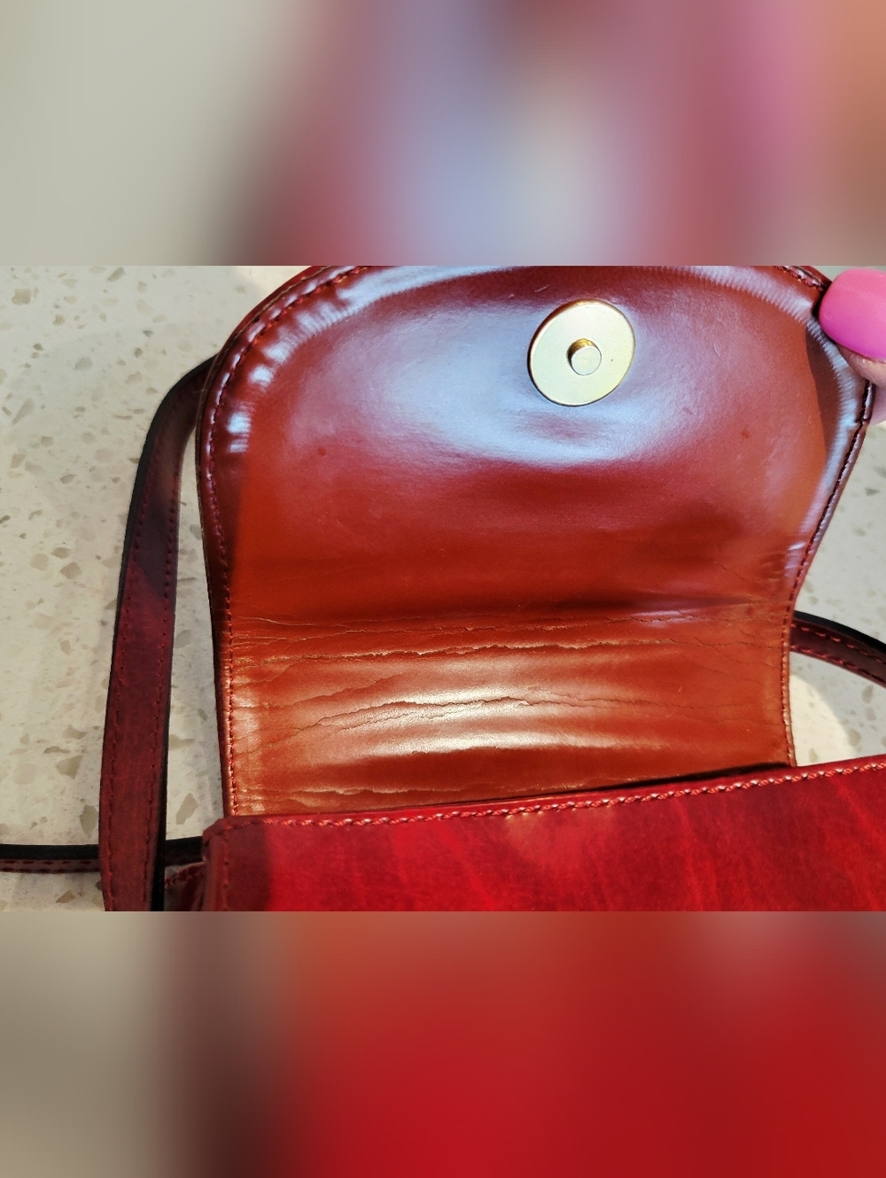 Simone Firenze Red Leather Crossbody Bag | Italian Leather Purse - Picture 5 of 8
